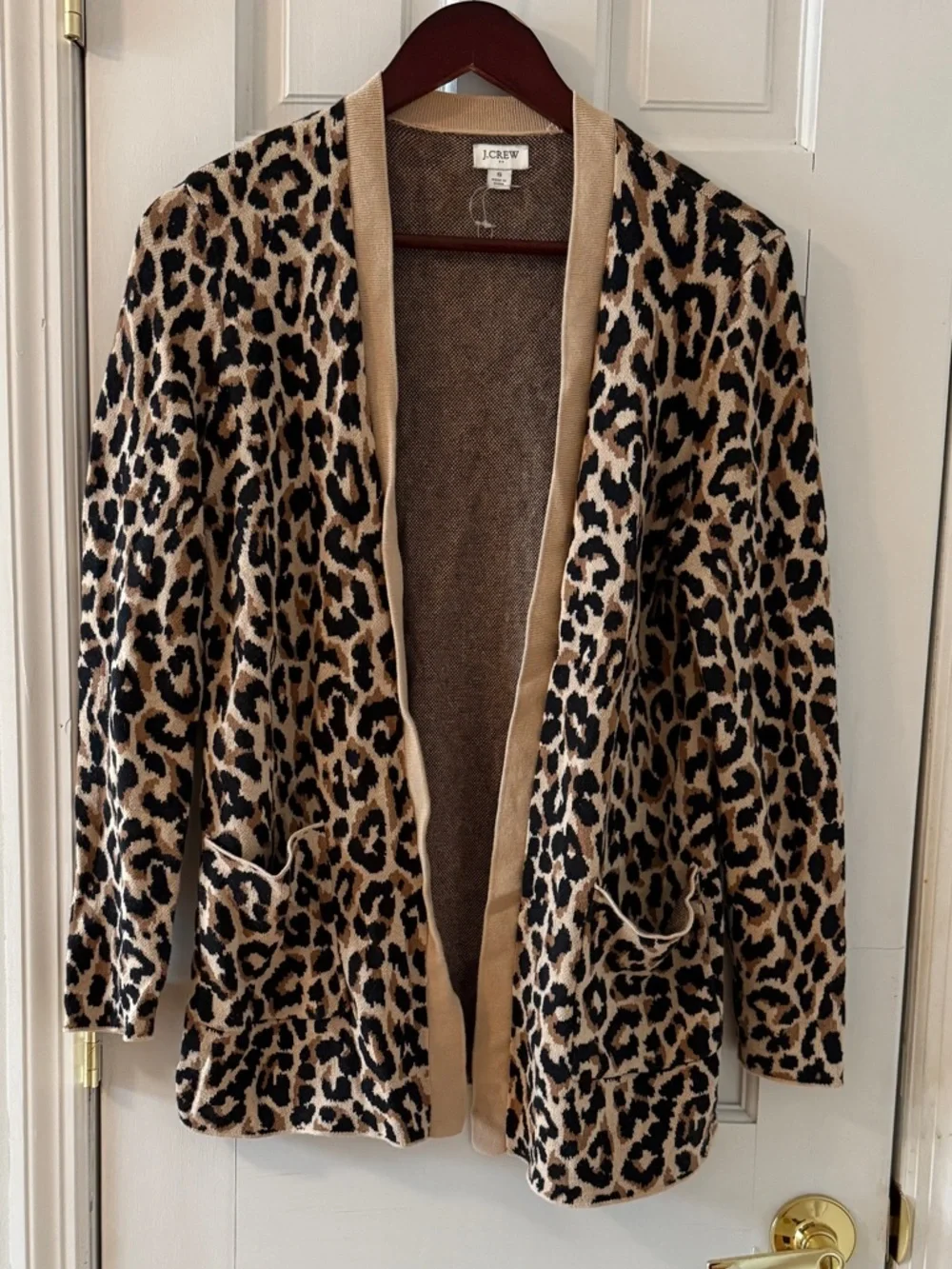 J. CREW Women’s Leopard Print Open Front Cardigan Sweater Size S